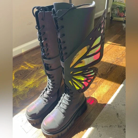 MYSTIC GARDEN REFLECTIVE BUTTERFLY BOOTS - US size 8 - Picture 2 of 10